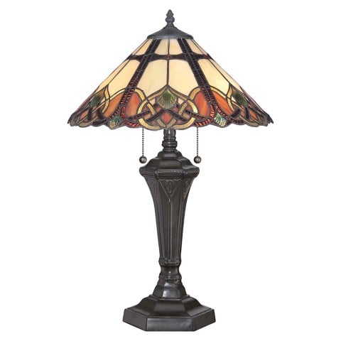 Lampe de table style Tiffany classique abat-jour coloré Cambridge Promotion
