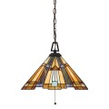 Lampada Tiffany a sospensione paralume vetro colorato 3 luci Inglenook Promozione