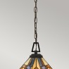 Lampada Tiffany a sospensione paralume vetro colorato 3 luci Inglenook Offerta
