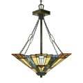 Lampadario classico stile Tiffany 3 luci paralume in vetro Inglenook Promozione