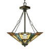 Lustre classique style Tiffany 3 lumières abat-jour en verre Inglenook Promotion
