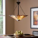 Klassische Tiffany-Stil Hängeleuchte 3 Lichter Glasschirm Inglenook Verkauf