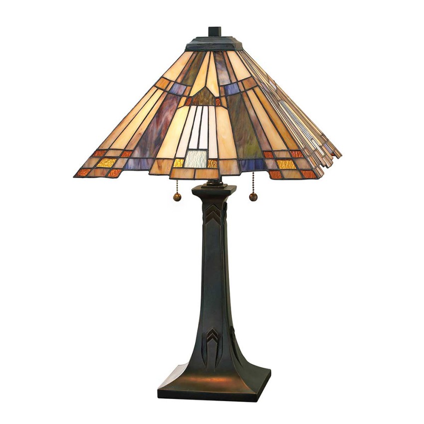 Lampe de table Tiffany 2 lumières bureau classique Inglenook Promotion Lampe de table Tiffany 2 lumières bureau classique Inglenook Promotion