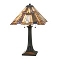 Lampada Tiffany da tavolo 2 luci scrivania ufficio classica Inglenook Promozione