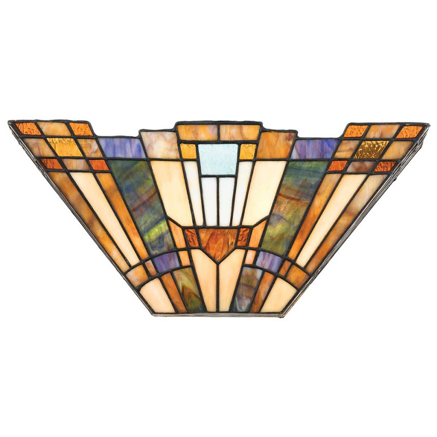 Lampada da parete stile Tiffany applique in vetro 2 luci Inglenook Promozione Lampada da parete stile Tiffany applique in vetro 2 luci Inglenook Promozione