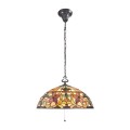 Lampadario stile Tiffany paralume 3 luci classico vetro colorato Kami Promozione