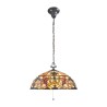 Lampadario stile Tiffany paralume 3 luci classico vetro colorato Kami Promozione