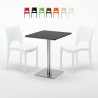 Table carrée 60x60 pied acier et plateau noir avec 2 chaises colorées Paris Pistachio Choix
