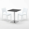 Table carrée 60x60 pied acier et plateau noir avec 2 chaises colorées Paris Pistachio Achat