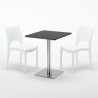 Table carrée 60x60 pied acier et plateau noir avec 2 chaises colorées Paris Pistachio Achat