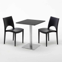 Tavolino Quadrato 60x60 cm Base in Acciaio e Top Nero con 2 Sedie Colorate Paris Pistachio Acquisto