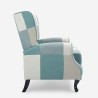 Poltrona patchwork relax bergère reclinabile poggiapiedi azzurro Ethron Sconti