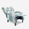 Poltrona patchwork relax bergère reclinabile poggiapiedi azzurro Ethron Scelta
