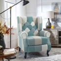 Patchwork Sessel relax bergère verstellbare Fußstütze hellblau Ethron Aktion