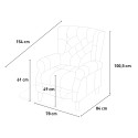 Fauteuil patchwork relax bergère inclinable repose-pieds bleu Ethron Dimensions