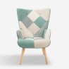 Skandinavischer Loungesessel im Patchwork-Stil weißes Holz blau Chapty Angebot