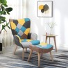 Set poltrona patchwork + pouf poggiapiedi stile scandinavo Chapty Plus Saldi