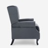 Poltrona salotto bergère in tessuto velluto reclinabile Ethron Lux 