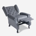 Poltrona salotto bergère in tessuto velluto reclinabile Ethron Lux 