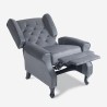 Poltrona salotto bergère in tessuto velluto reclinabile Ethron Lux 