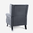 Poltrona salotto bergère in tessuto velluto reclinabile Ethron Lux 