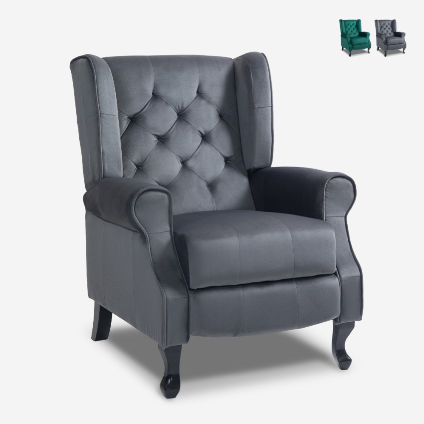Verstellbarer Wohnzimmer-Samtstoff-Bergère-Sessel Ethron Lux Verkauf Verstellbarer Wohnzimmer-Samtstoff-Bergère-Sessel Ethron Lux Verkauf
