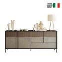 Credenza soggiorno moderna legno 4 ante 1 cassetto 206x40x86cm Adhele Sconti