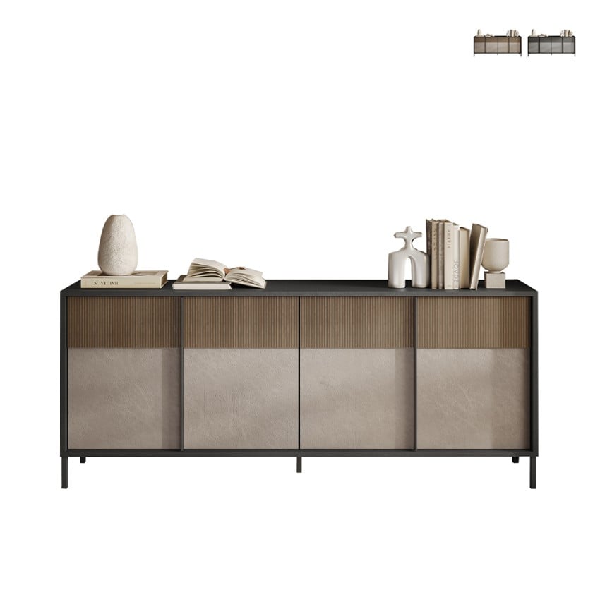 Madia credenza moderna soggiorno cucina 4 ante 206x40x86cm Solna Promozione Madia credenza moderna soggiorno cucina 4 ante 206x40x86cm Solna Promozione