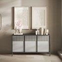 Credenza soggiorno cucina moderna in legno 156x40x86cm 3 ante Pitea Offerta