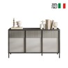 Credenza soggiorno cucina moderna in legno 156x40x86cm 3 ante Pitea Sconti