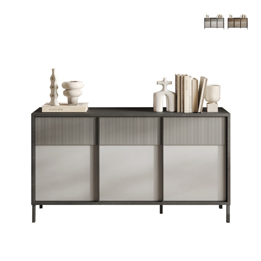 Credenza soggiorno cucina moderna in legno 156x40x86cm 3 ante Pitea Vendita Credenza soggiorno cucina moderna in legno 156x40x86cm 3 ante Pitea Vendita