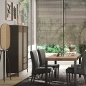 Credenza soggiorno alta moderna 3 scaffali 2 cassetti 106x177cm Blaine Modello