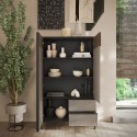 Credenza soggiorno alta moderna 3 scaffali 2 cassetti 106x177cm Blaine Misure