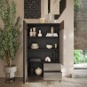 Credenza soggiorno alta moderna 3 scaffali 2 cassetti 106x177cm Blaine Misure