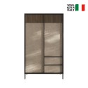 Credenza soggiorno alta moderna 3 scaffali 2 cassetti 106x177cm Blaine Sconti