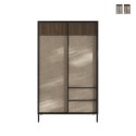 Credenza soggiorno alta moderna 3 scaffali 2 cassetti 106x177cm Blaine Promozione
