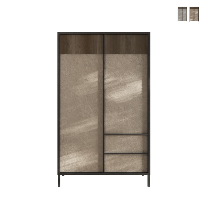 Credenza soggiorno alta moderna 3 scaffali 2 cassetti 106x177cm Blaine Promozione Credenza soggiorno alta moderna 3 scaffali 2 cassetti 106x177cm Blaine Promozione