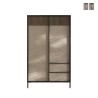 Credenza soggiorno alta moderna 3 scaffali 2 cassetti 106x177cm Blaine Promozione