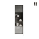 Vetrina soggiorno moderna espositiva 2 scaffali 55x40x203cm Winona Promozione