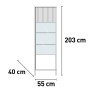 Vetrina soggiorno moderna espositiva 2 scaffali 55x40x203cm Winona Misure
