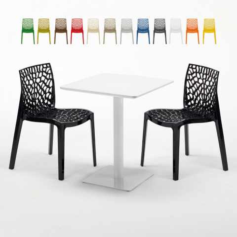 Weiß Tisch Quadratisch 60x60 2 Bunte Stühle Gruvyer Lemon Aktion