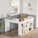Scrivania angolare con libreria 120x120cm in legno 5 scaffali Arvada 