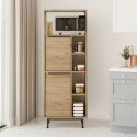 Meuble de cuisine en bois à roulettes 2 portes 7 étagères Biruni Offre