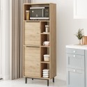 Credenza mobile cucina in legno 2 ante 7 scaffali 60x36x150cm Biruni Saldi