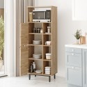 Meuble de cuisine en bois à roulettes 2 portes 7 étagères Biruni Réductions