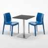 Tavolino Quadrato 60x60 cm Base Silver e Top Nero con 2 Sedie Colorate Ice Pistachio Prezzo