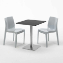 Schwarz Tisch Quadratisch 60x60 mit Stahlfuß 2 Bunten Stühlen Ice Pistachio Kosten