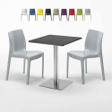 Schwarz Tisch Quadratisch 60x60 mit Stahlfuß 2 Bunten Stühlen Ice Pistachio Sales