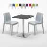 Schwarz Tisch Quadratisch 60x60 mit Stahlfuß 2 Bunten Stühlen Ice Pistachio Sales