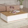Tavolino bianco basso da salotto con 2 ante in legno 90x60cm Tynne Saldi